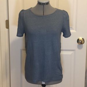 LOFT Linen T-Shirt with shoulder pleats Size X-Small Color Blue